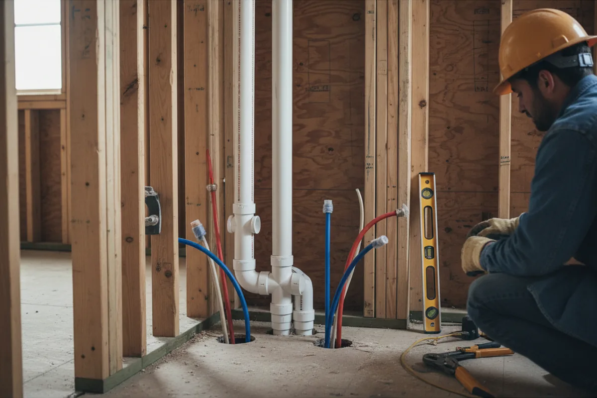 Drain and supply rough-in during Sump Pump Repair in Luray